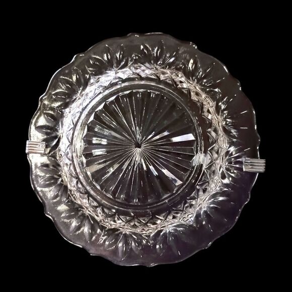 Sheffield Glass Server Plate Set Chrome Fork Holder Vintage Seafood Appetizers. - Picture 11 of 16